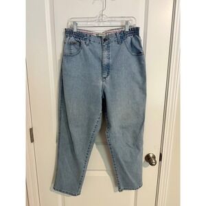 Lee Elastic Waist Jeans Relaxed Fit Denim‎ Blue Casual Pants Women's Size